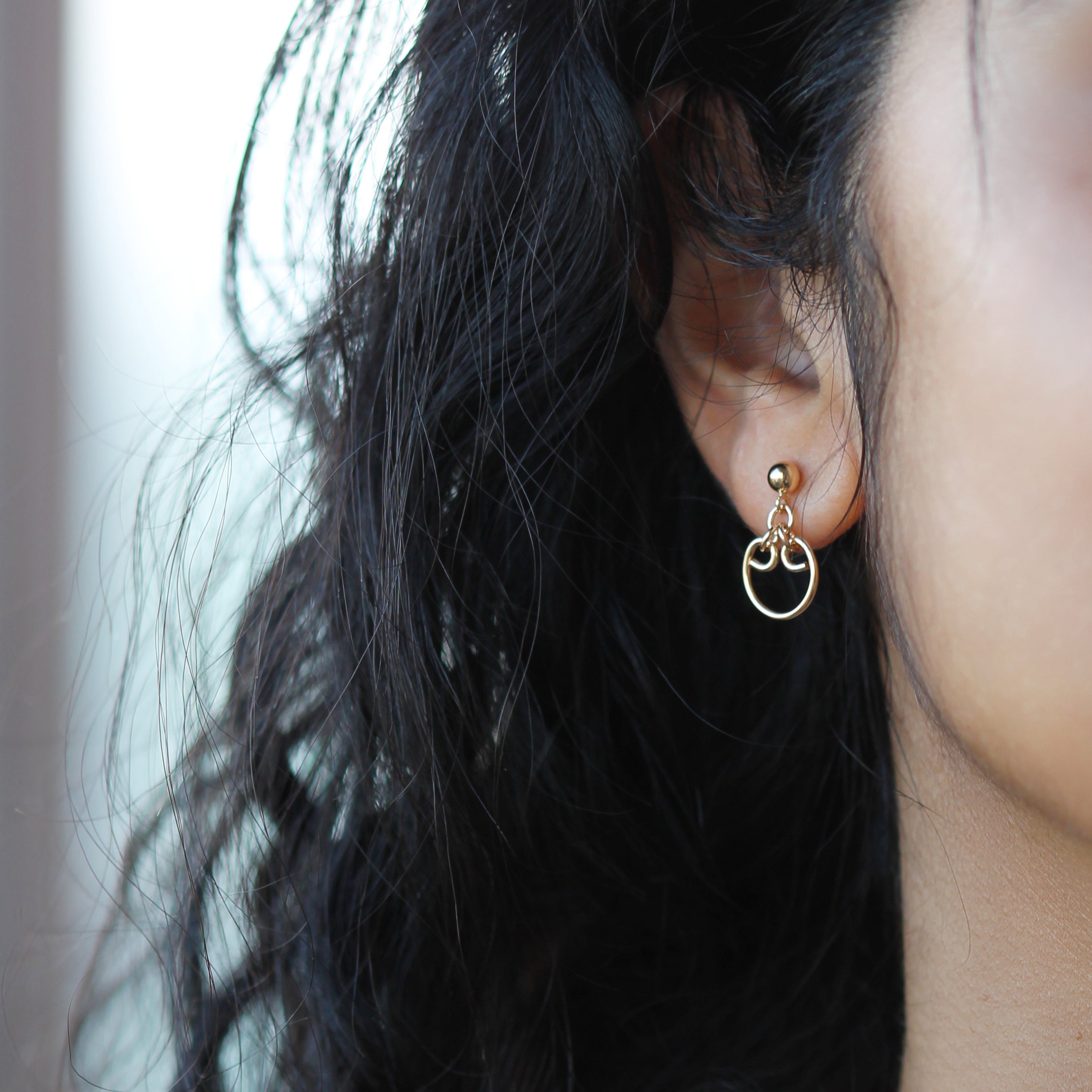 Filigree Charm Earrings - Gold with White Pearl