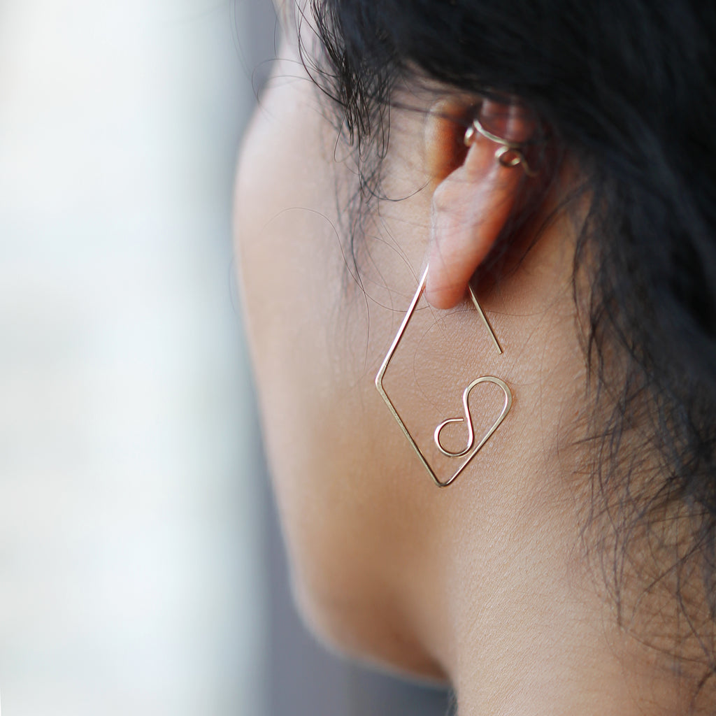 Medium Diamond Earrings - Rose Gold